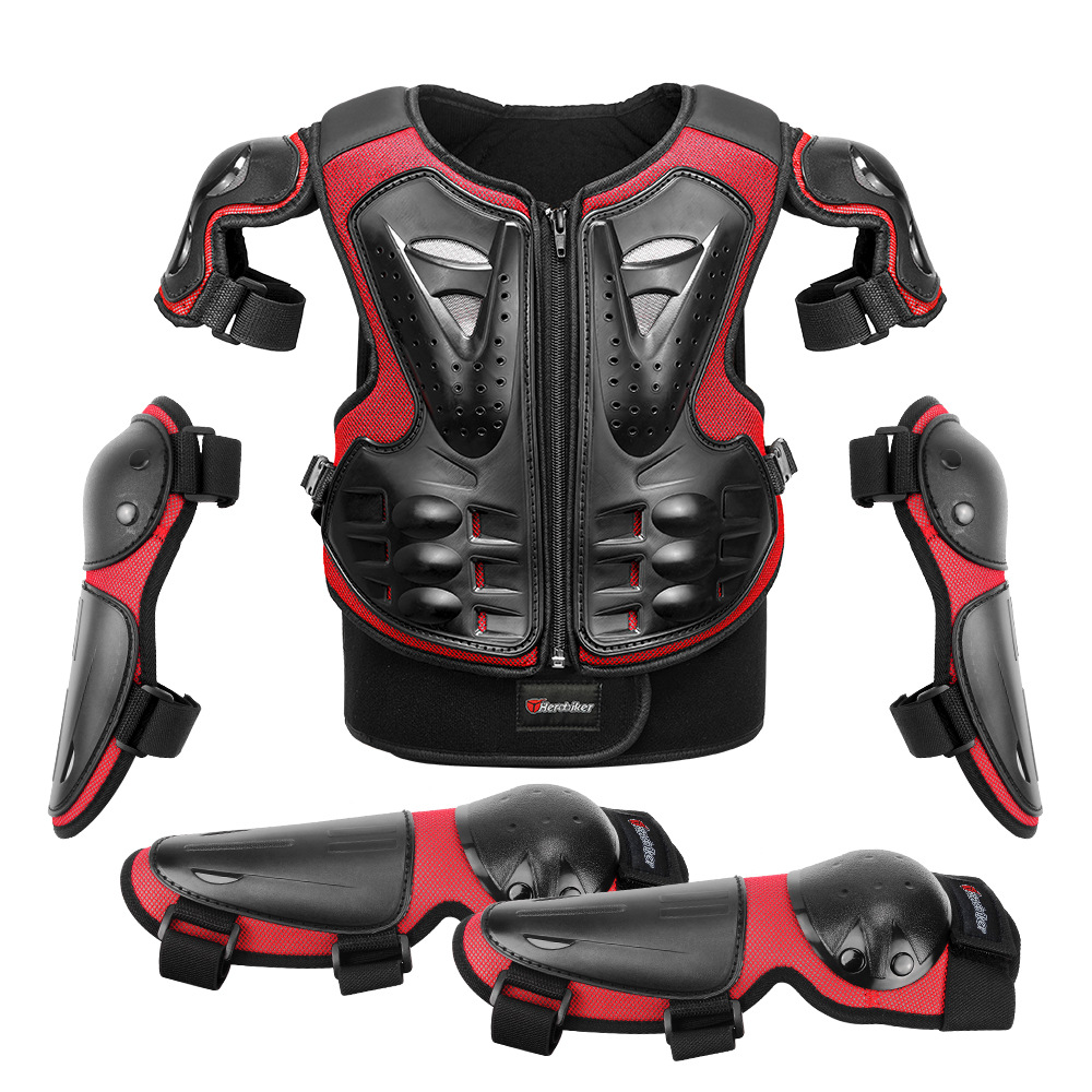 Children 5-Piece Motorcycle Protective Armor Set MCA-Red image