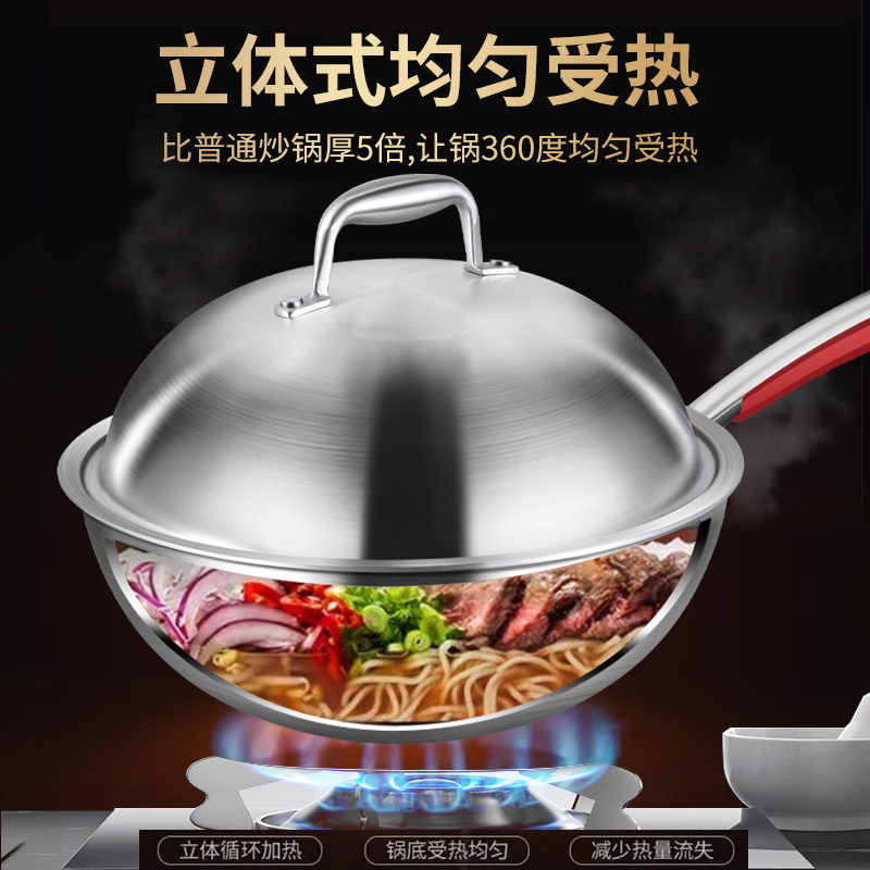 316 Stainless Steel Round Bottom Wok image 2