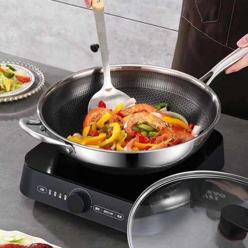 Stainless Steel Induction Wok with Handle image 2
